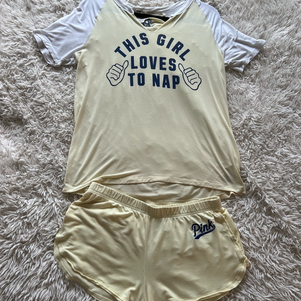 PINK Vintage Yellow Pajama Set